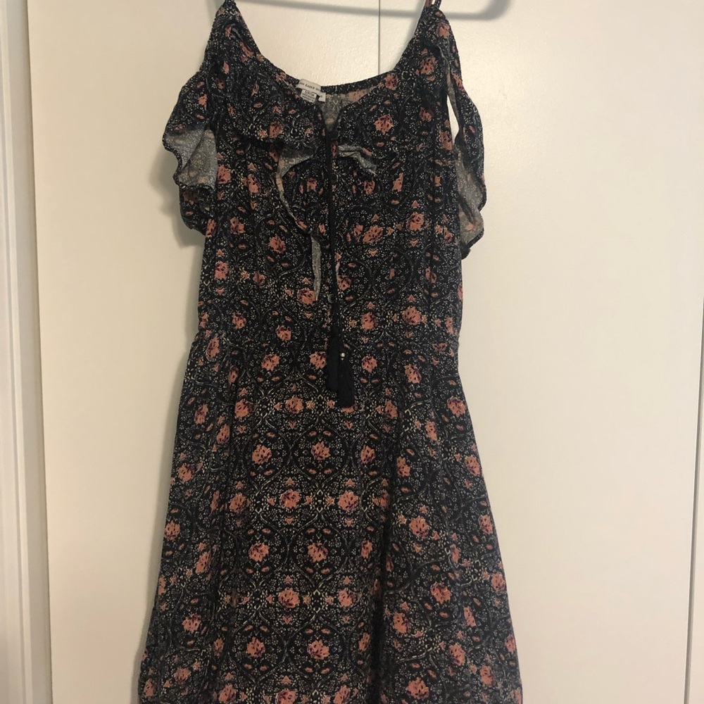 Off the shoulder ruffle dress.